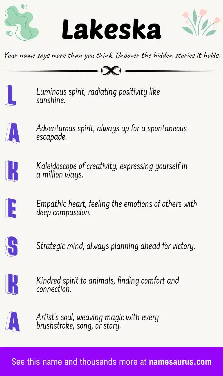 Acrostic poem about Lakeska.