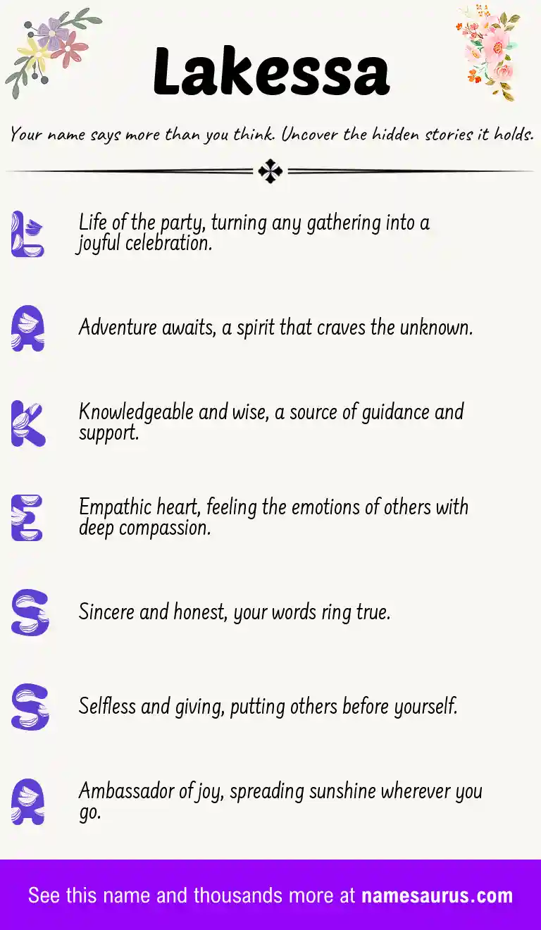 Acrostic poem about Lakessa.