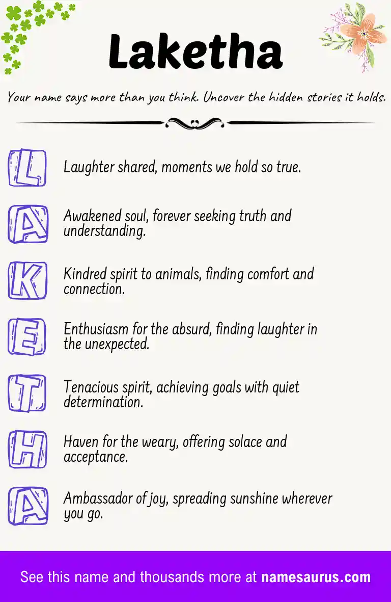 Acrostic poem about Laketha.