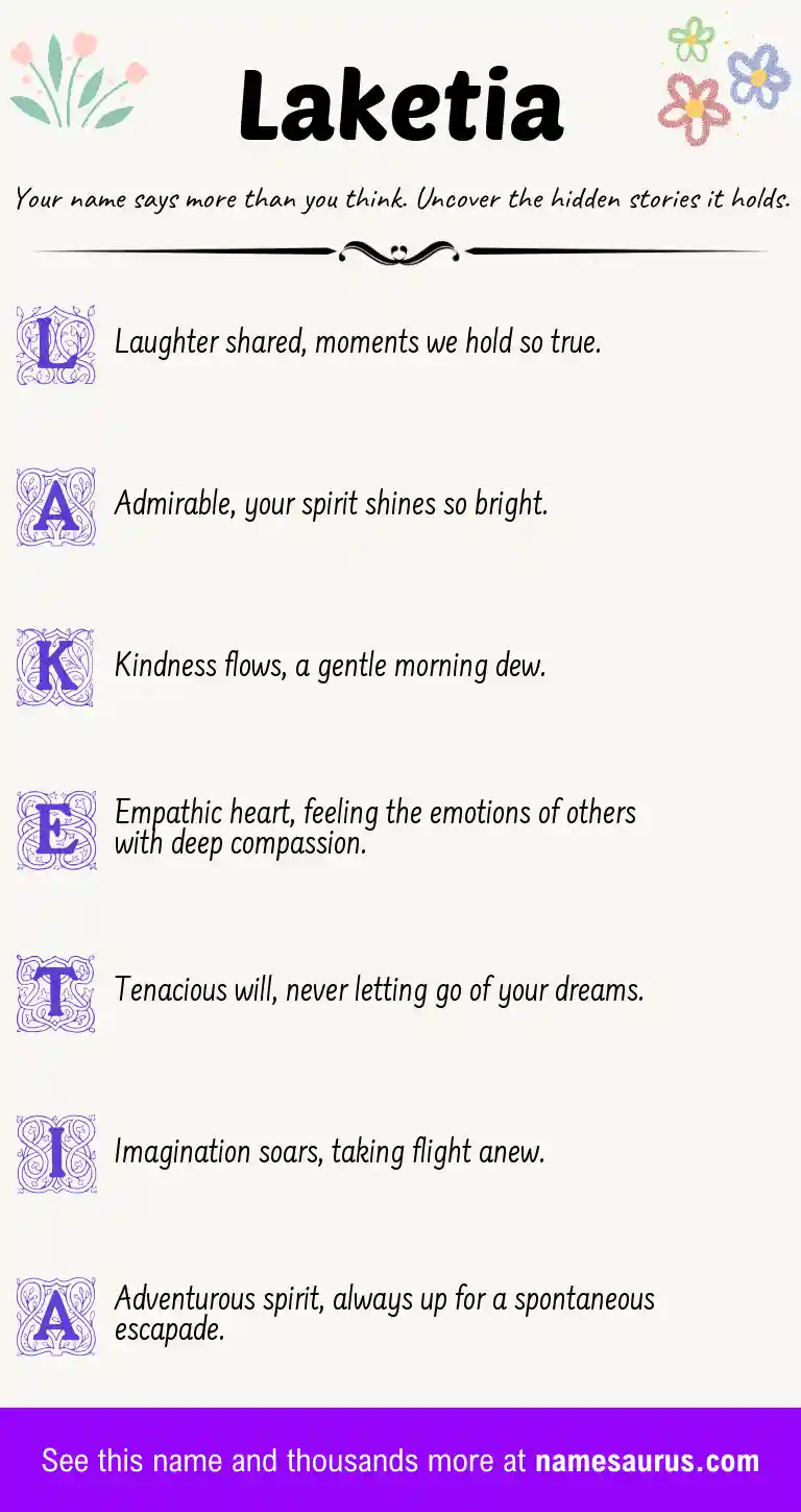Acrostic poem about Laketia.