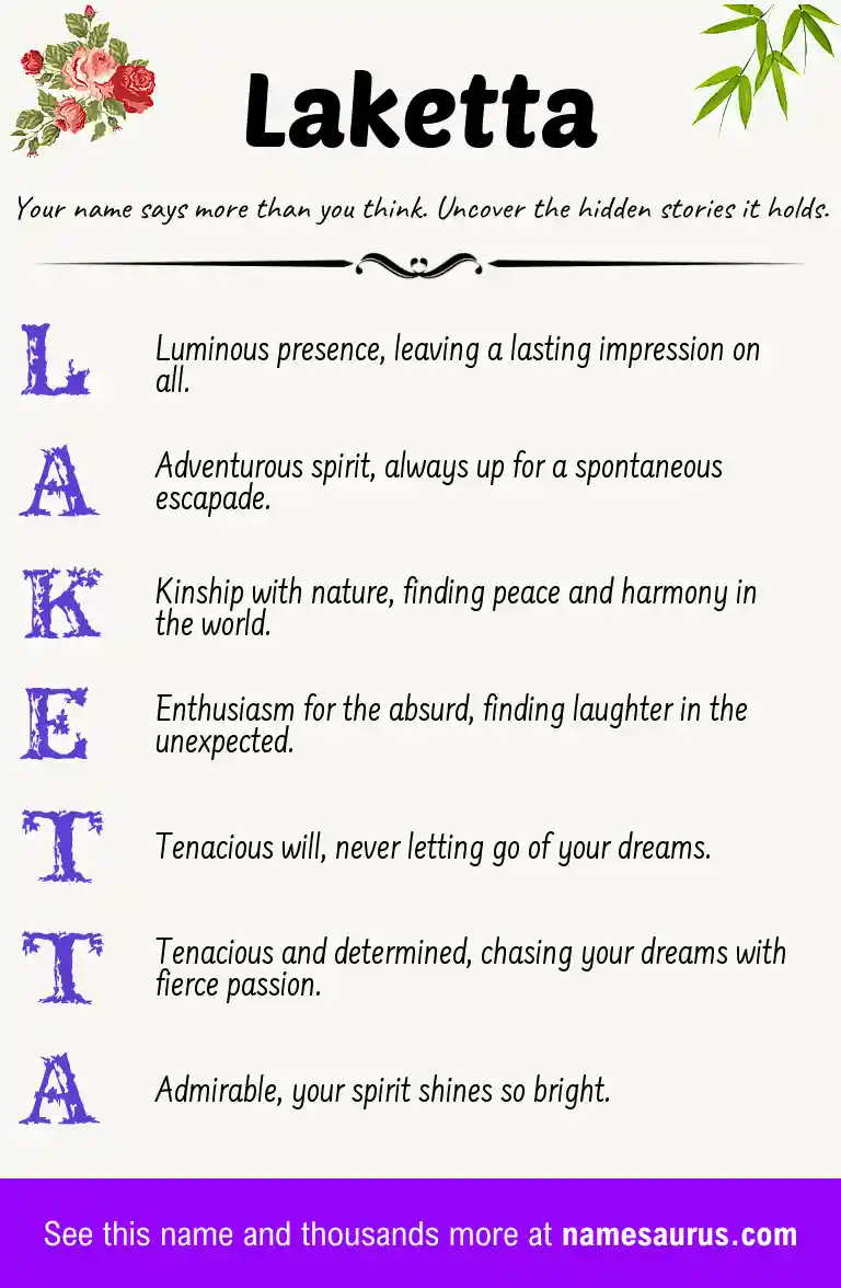 Acrostic poem about Laketta.