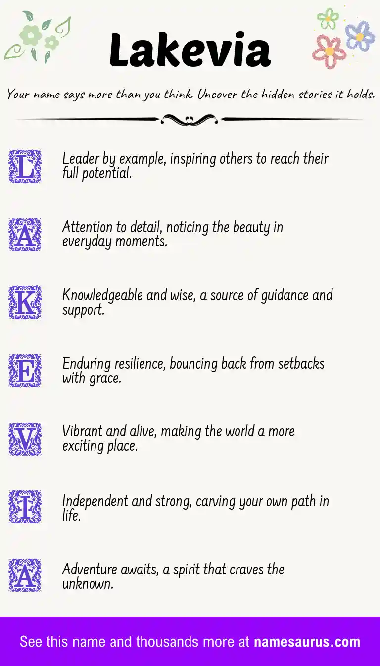 Acrostic poem about Lakevia.