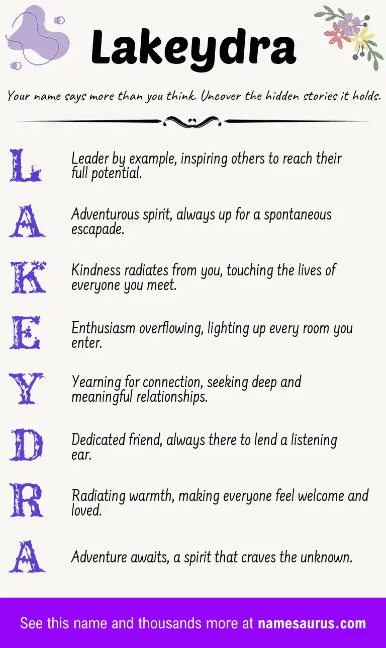 Acrostic poem about Lakeydra.