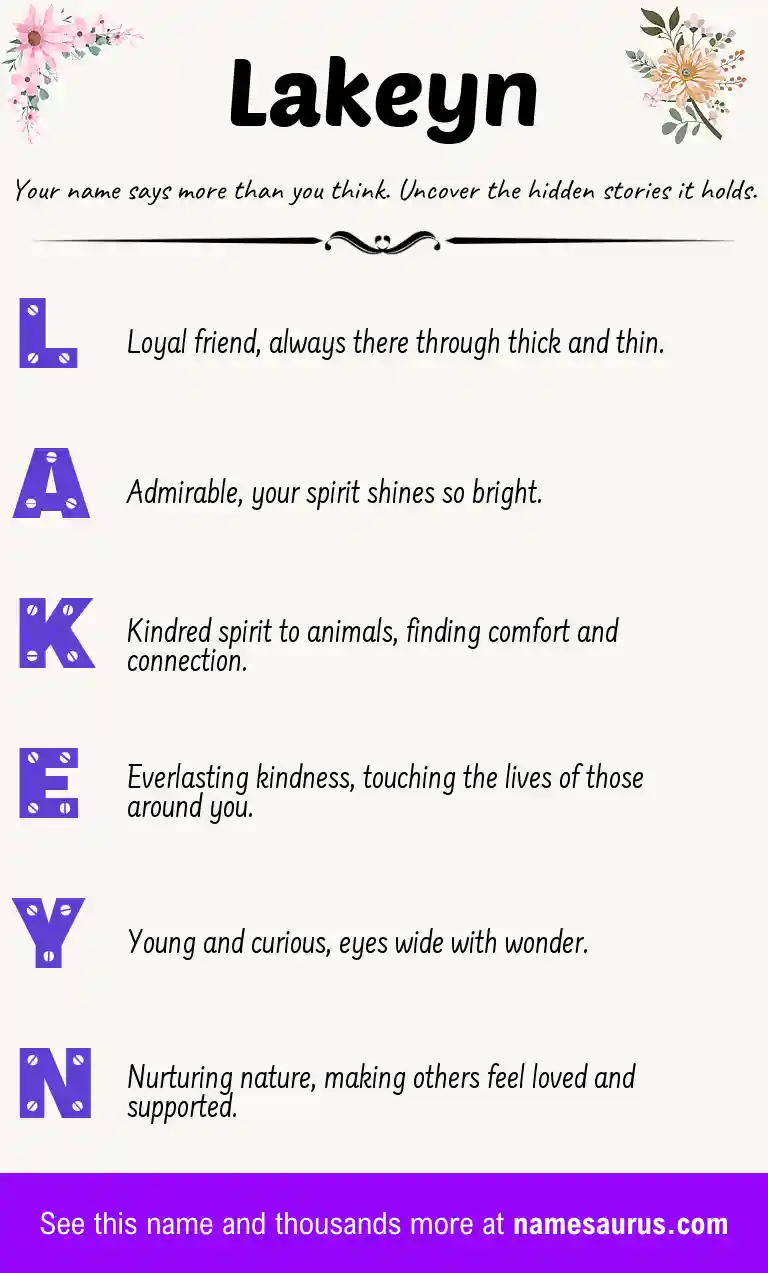 Acrostic poem about Lakeyn.
