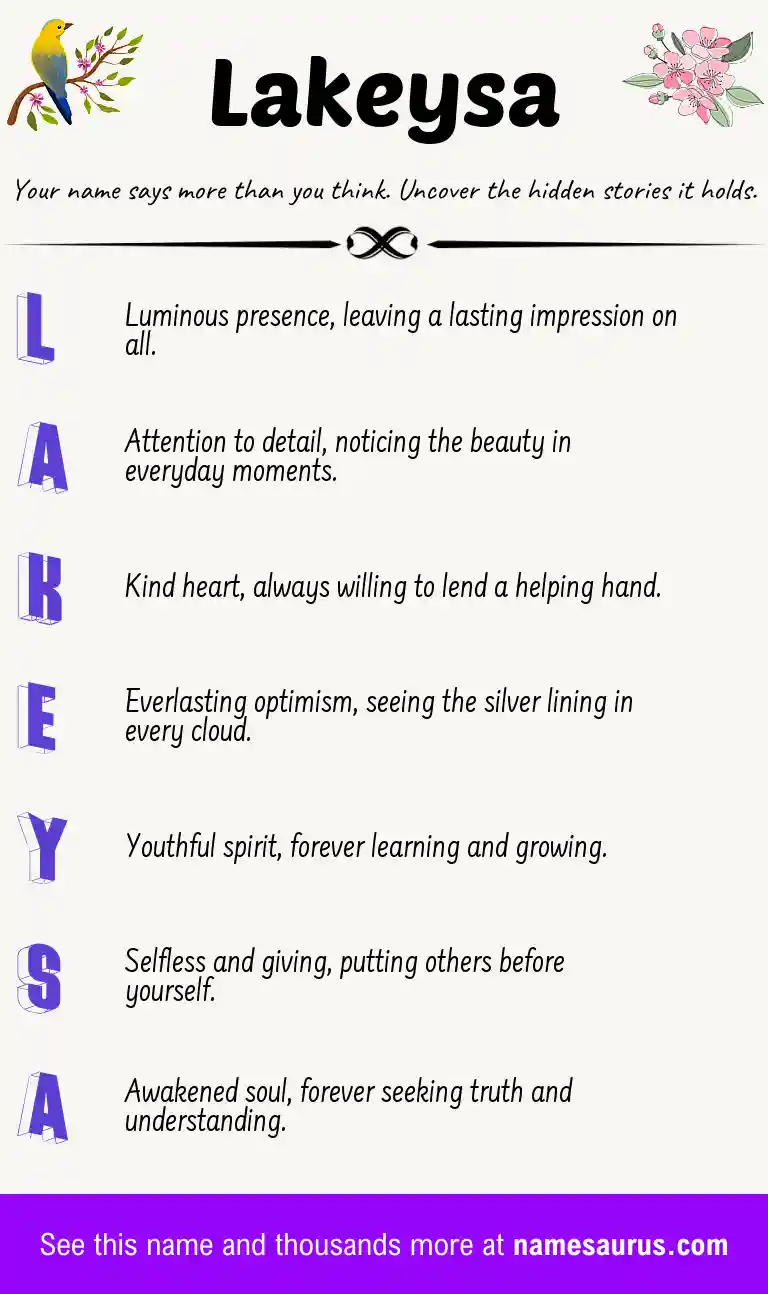 Acrostic poem about Lakeysa.
