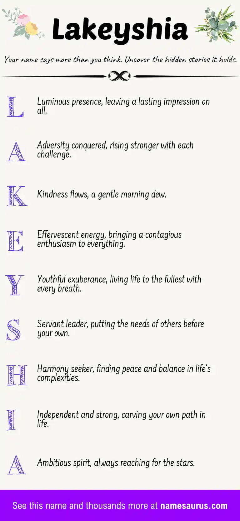 Acrostic poem about Lakeyshia.