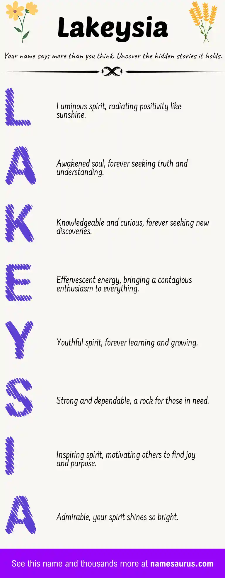 Acrostic poem about Lakeysia.