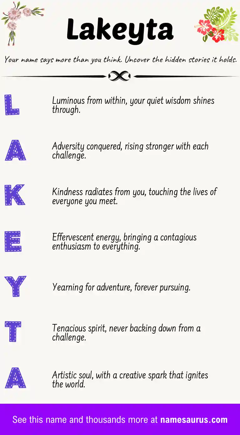 Acrostic poem about Lakeyta.