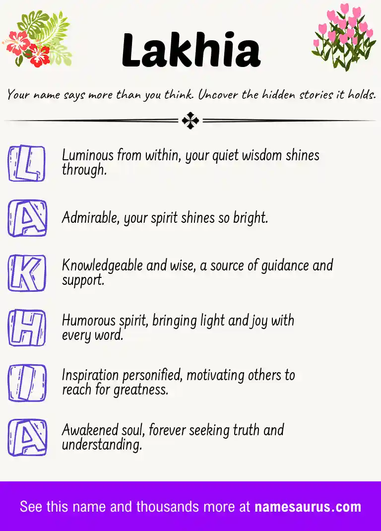 Acrostic poem about Lakhia.