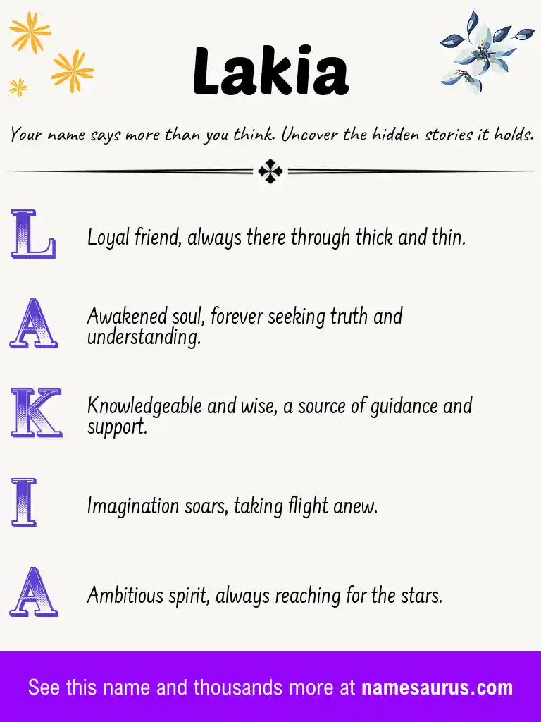 Acrostic poem about Lakia.