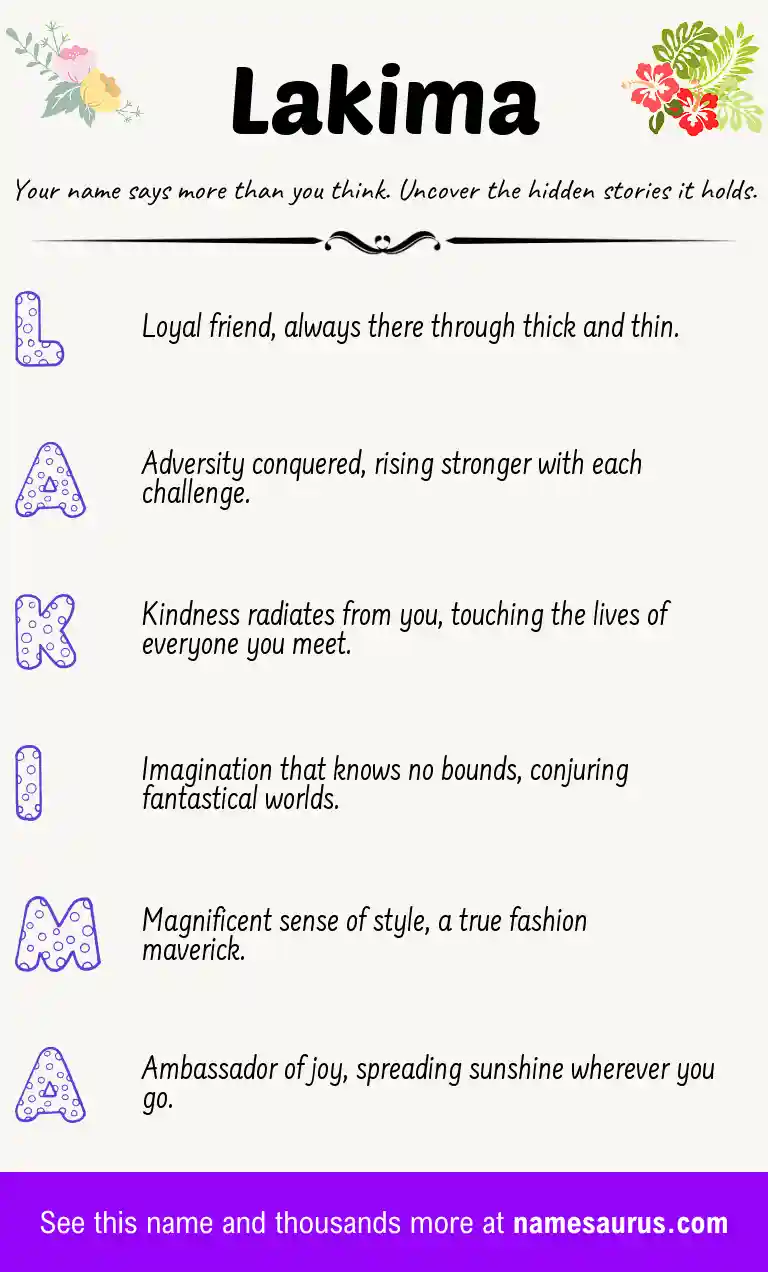 Acrostic poem about Lakima.