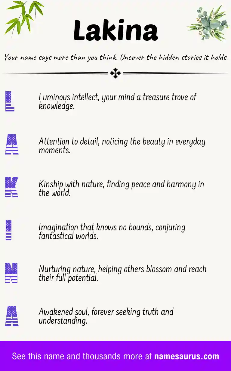 Acrostic poem about Lakina.