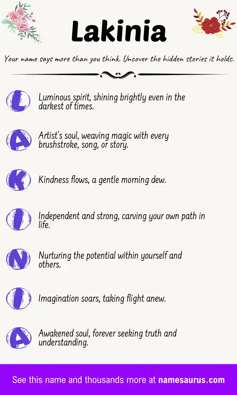 Acrostic poem about Lakinia.