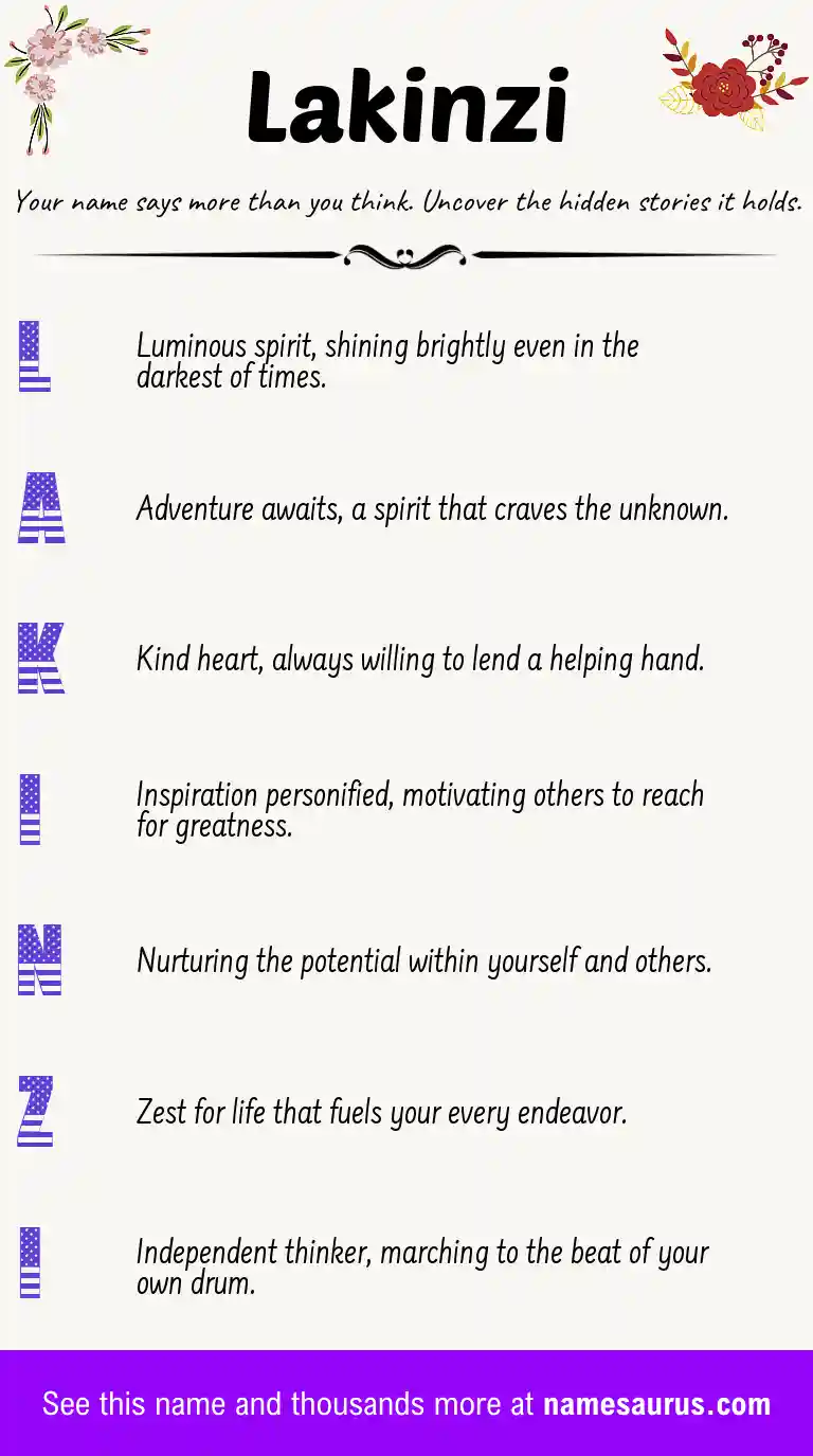 Acrostic poem about Lakinzi.