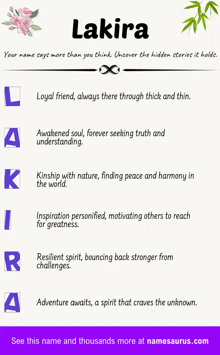 Acrostic poem about Lakira.