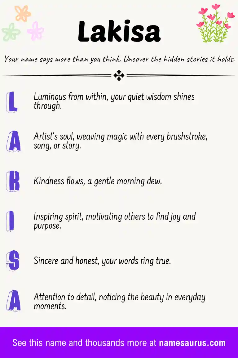 Acrostic poem about Lakisa.