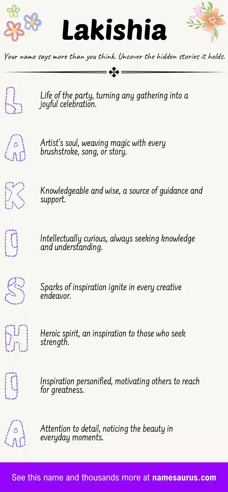 Acrostic poem about Lakishia.