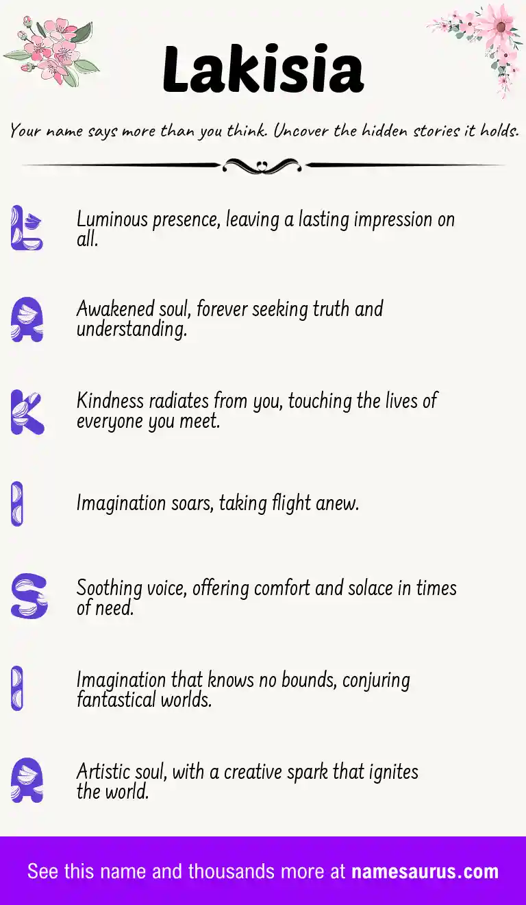 Acrostic poem about Lakisia.