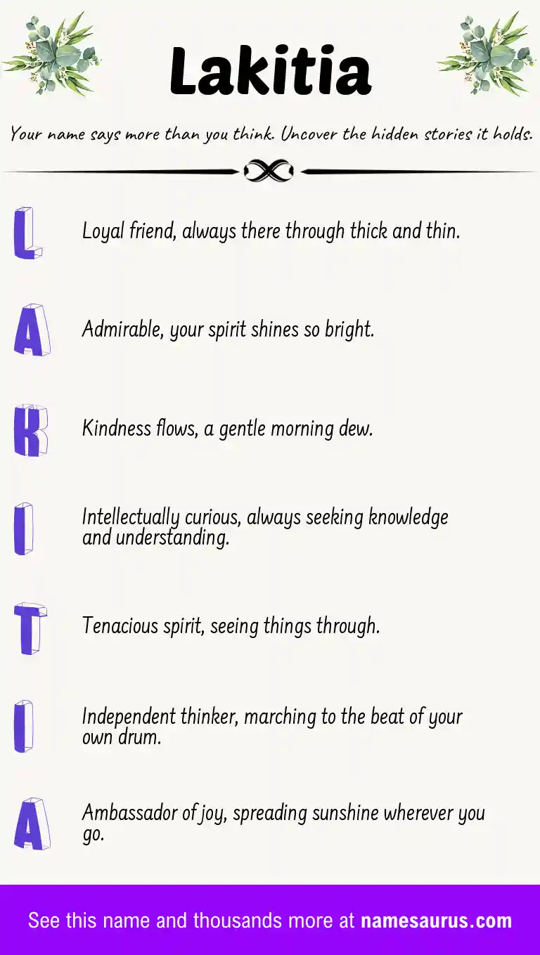 Acrostic poem about Lakitia.