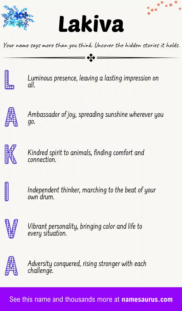 Acrostic poem about Lakiva.