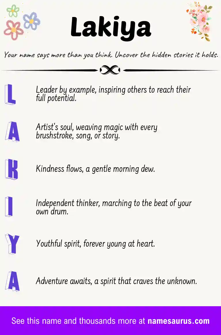 Acrostic poem about Lakiya.