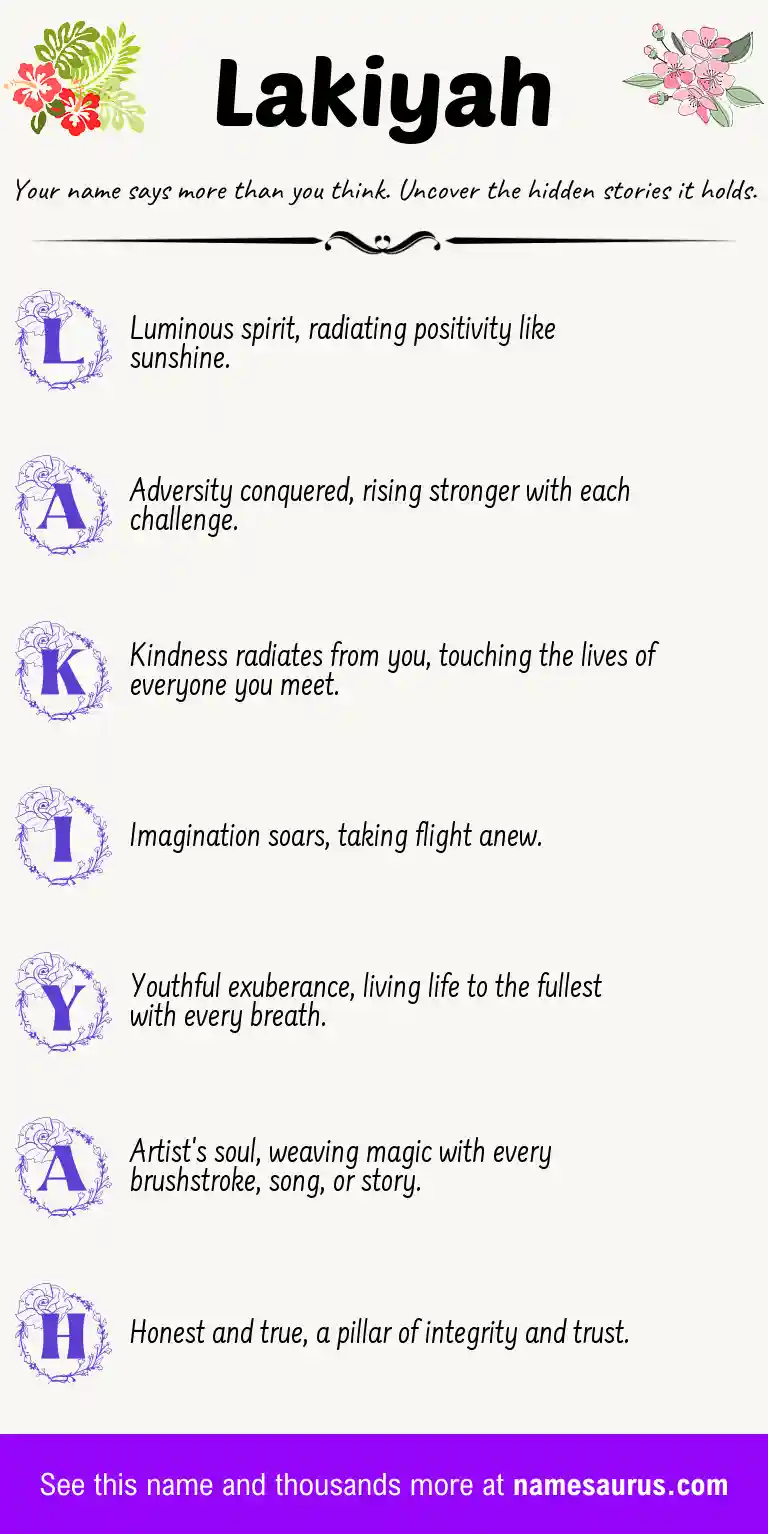 Acrostic poem about Lakiyah.