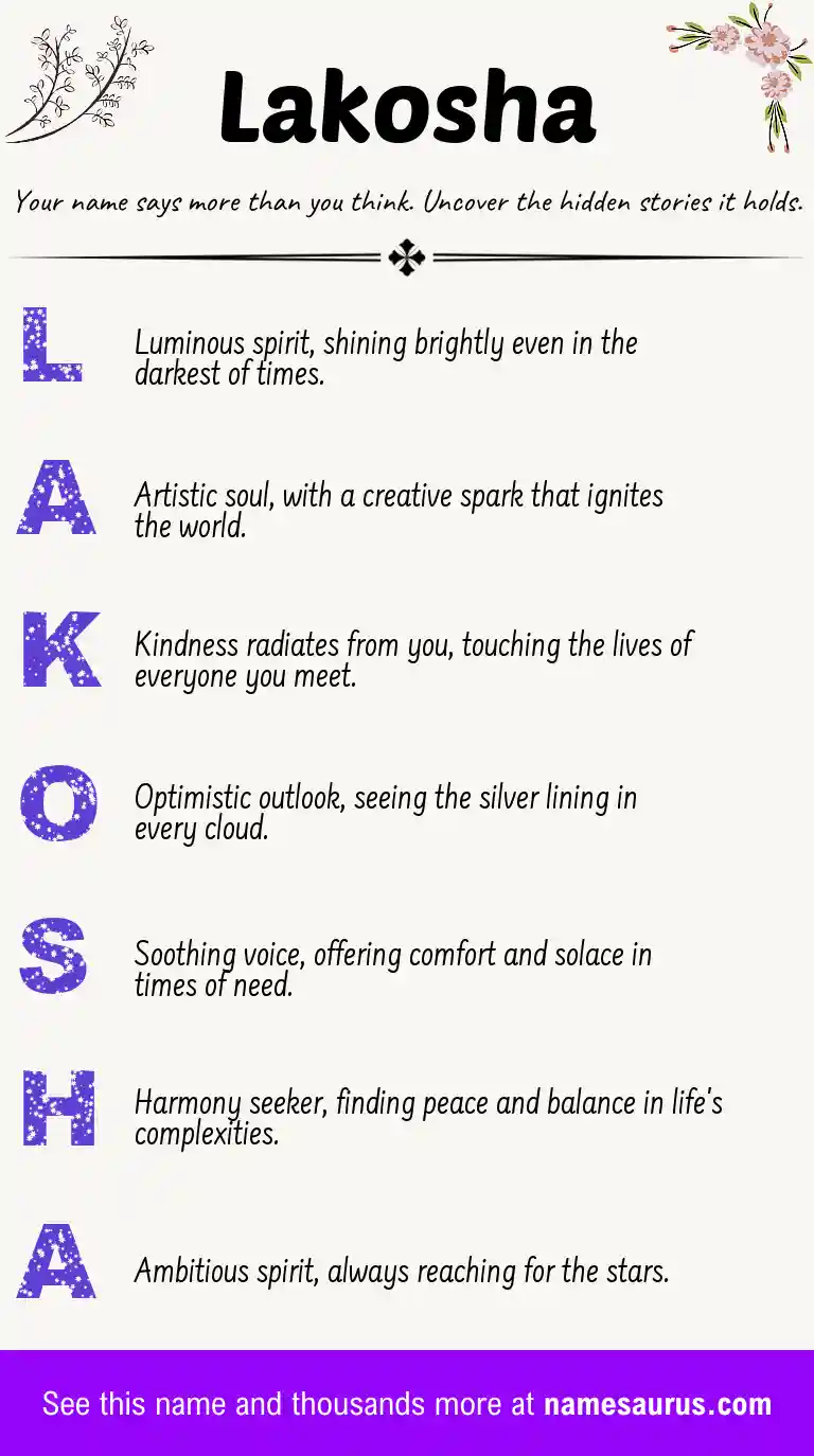Acrostic poem about Lakosha.