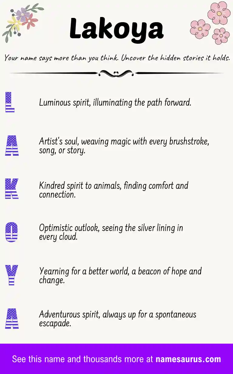 Acrostic poem about Lakoya.