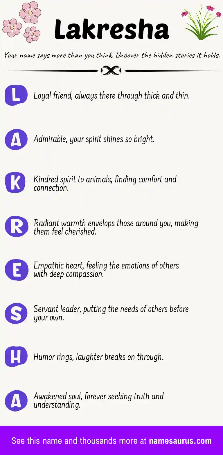 Acrostic poem about Lakresha.
