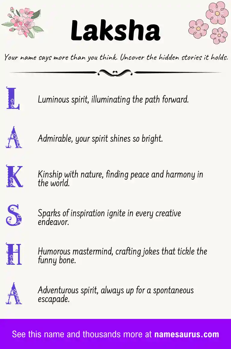 Acrostic poem about Laksha.