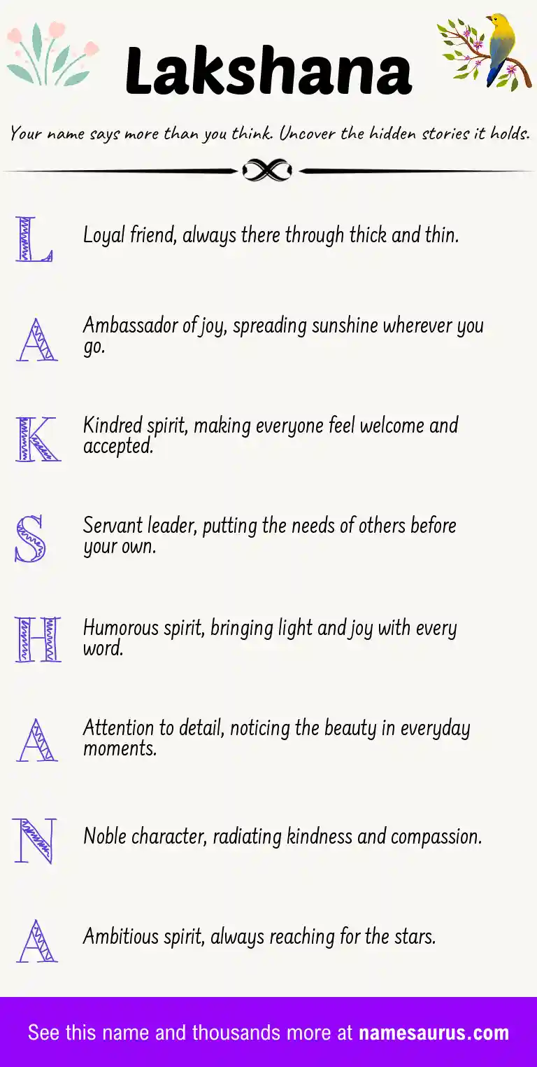 Acrostic poem about Lakshana.