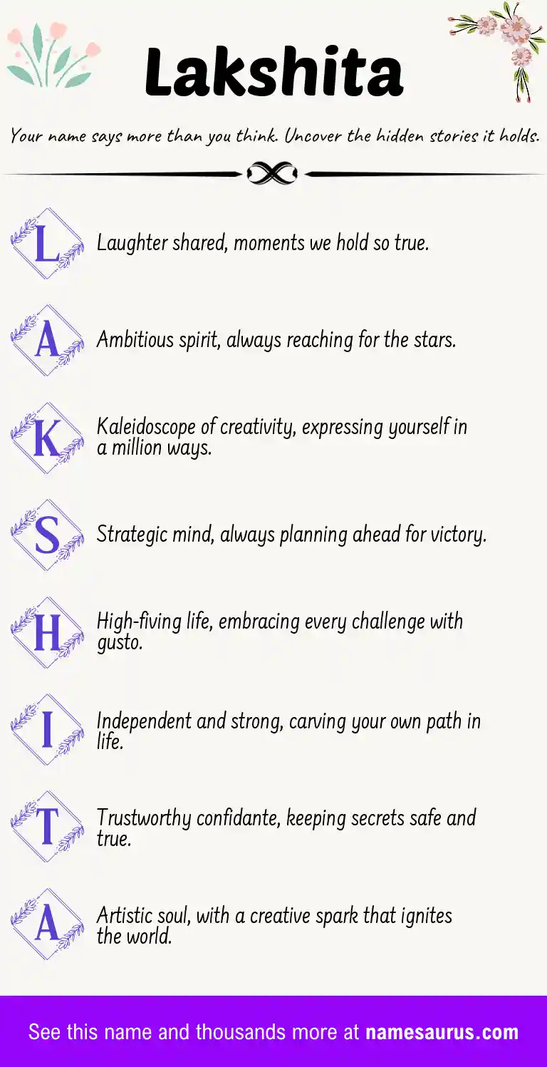 Acrostic poem about Lakshita.