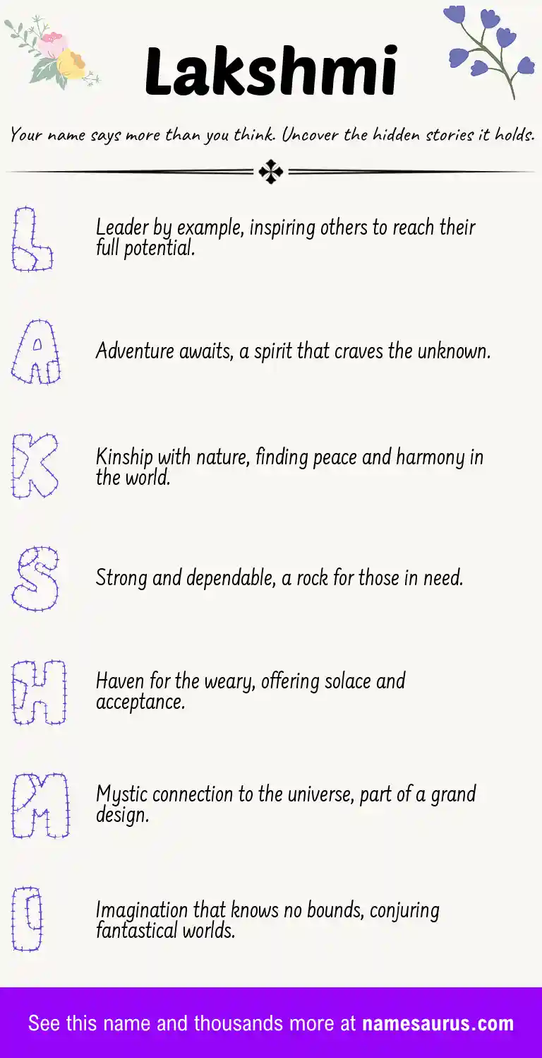 Acrostic poem about Lakshmi.