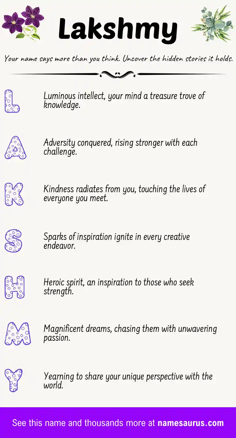 Acrostic poem about Lakshmy.