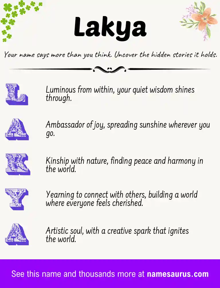 Acrostic poem about Lakya.