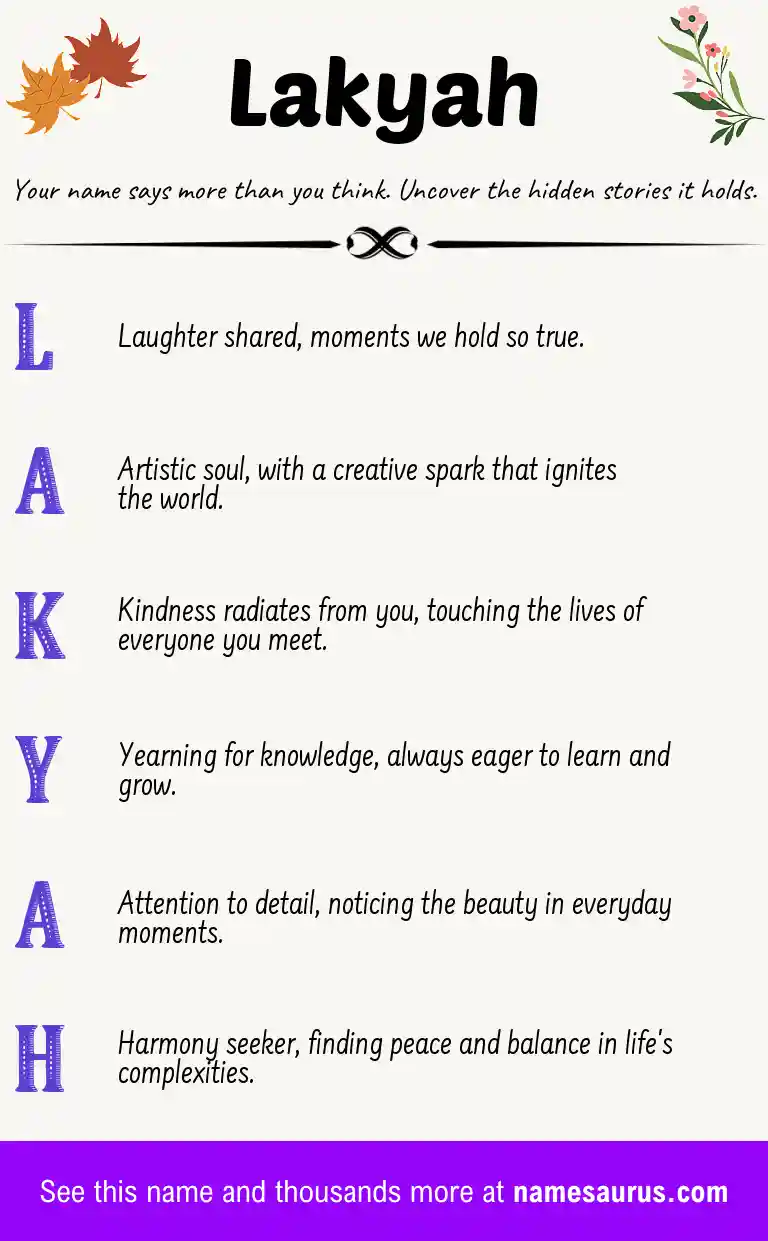 Acrostic poem about Lakyah.