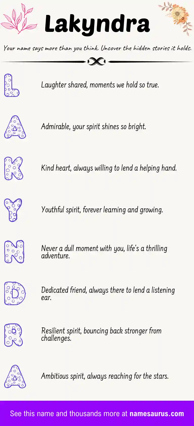 Acrostic poem about Lakyndra.