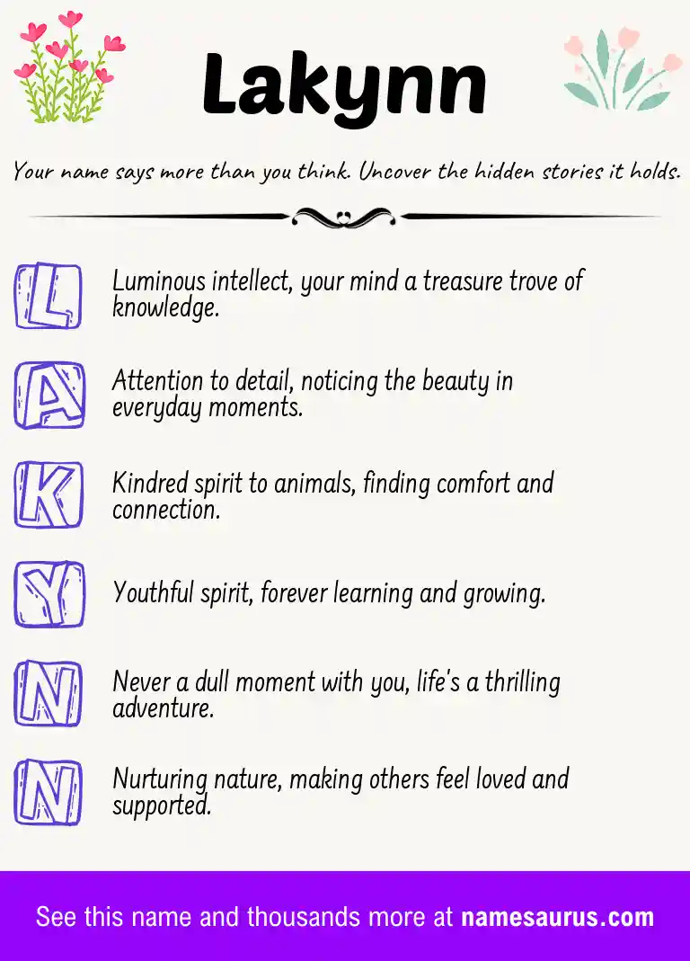 Acrostic poem about Lakynn.