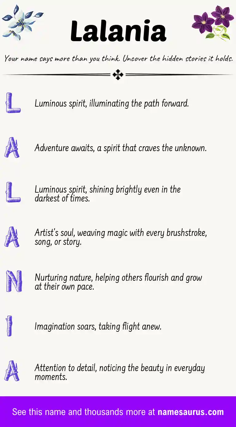 Acrostic poem about Lalania.
