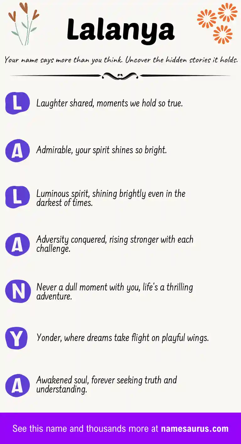Acrostic poem about Lalanya.