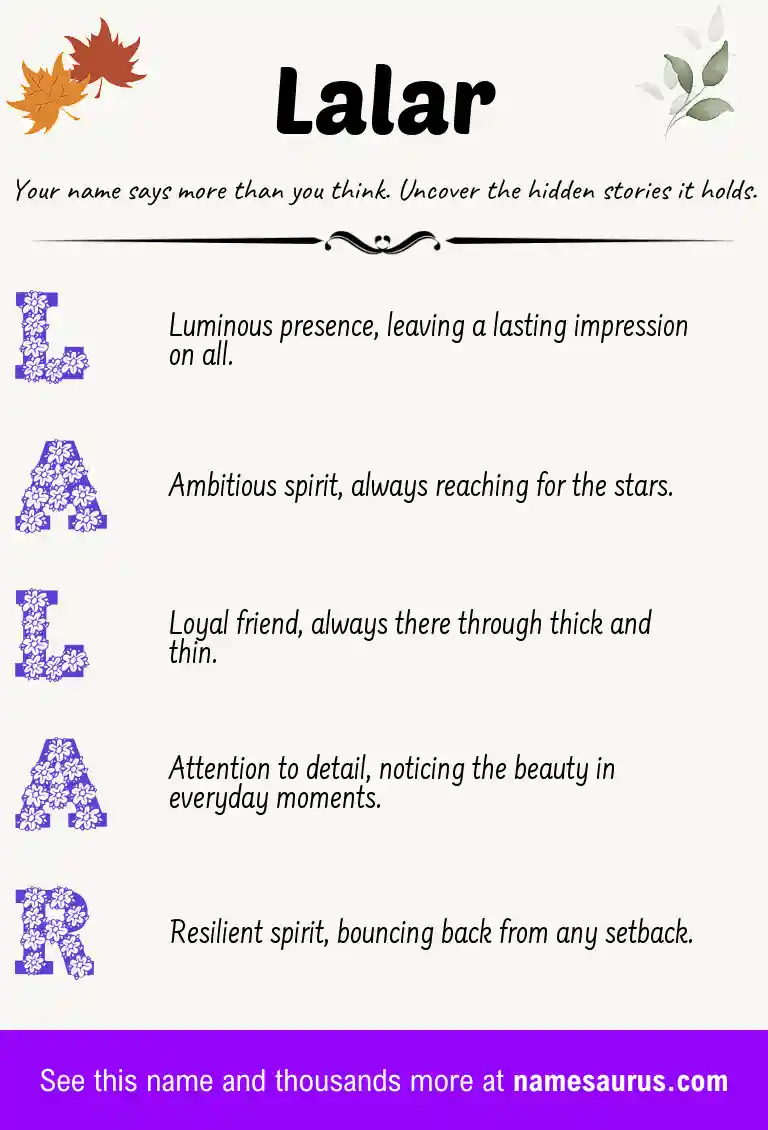 Acrostic poem about Lalar.