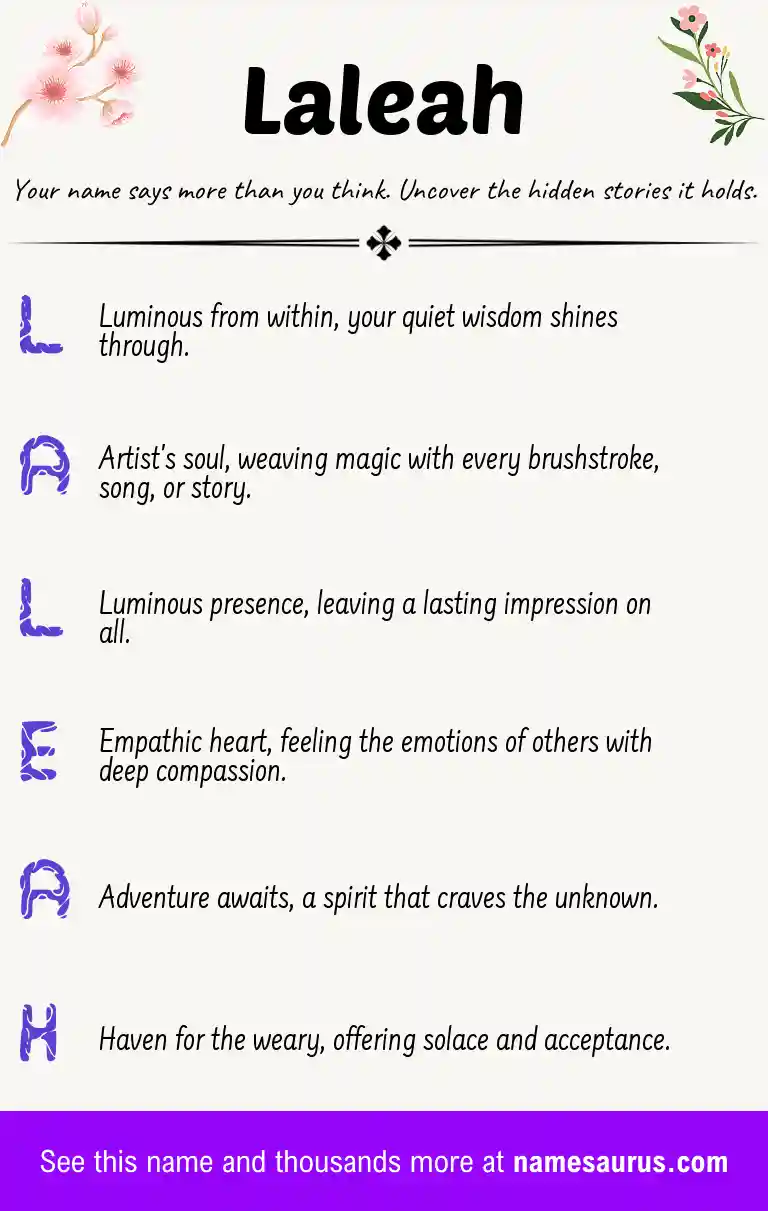 Acrostic poem about Laleah.