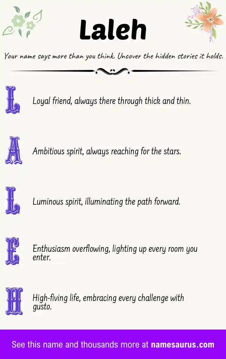 Acrostic poem about Laleh.