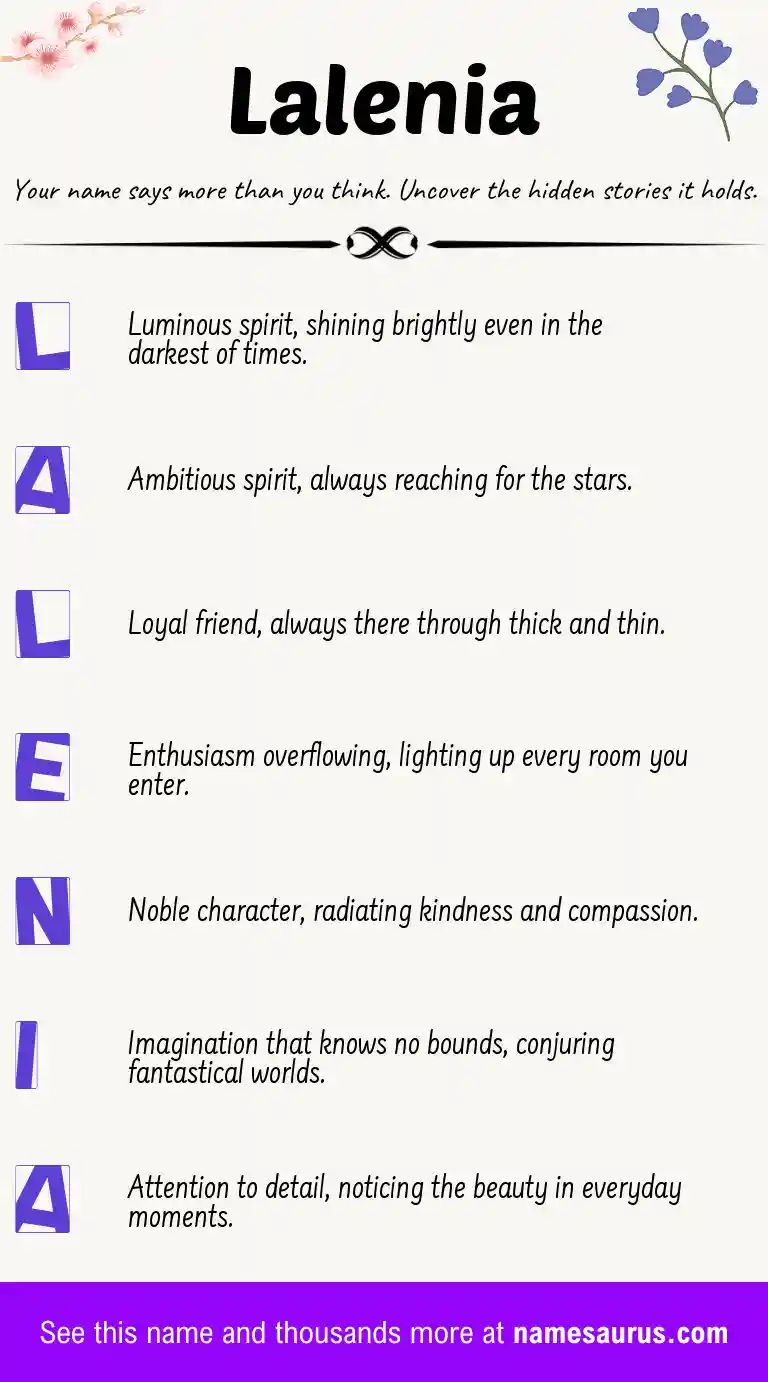 Acrostic poem about Lalenia.