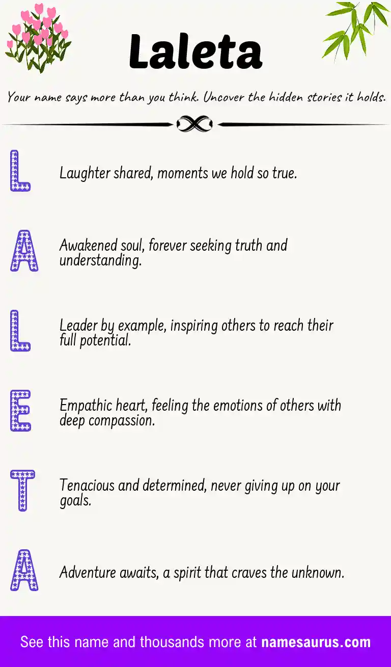 Acrostic poem about Laleta.