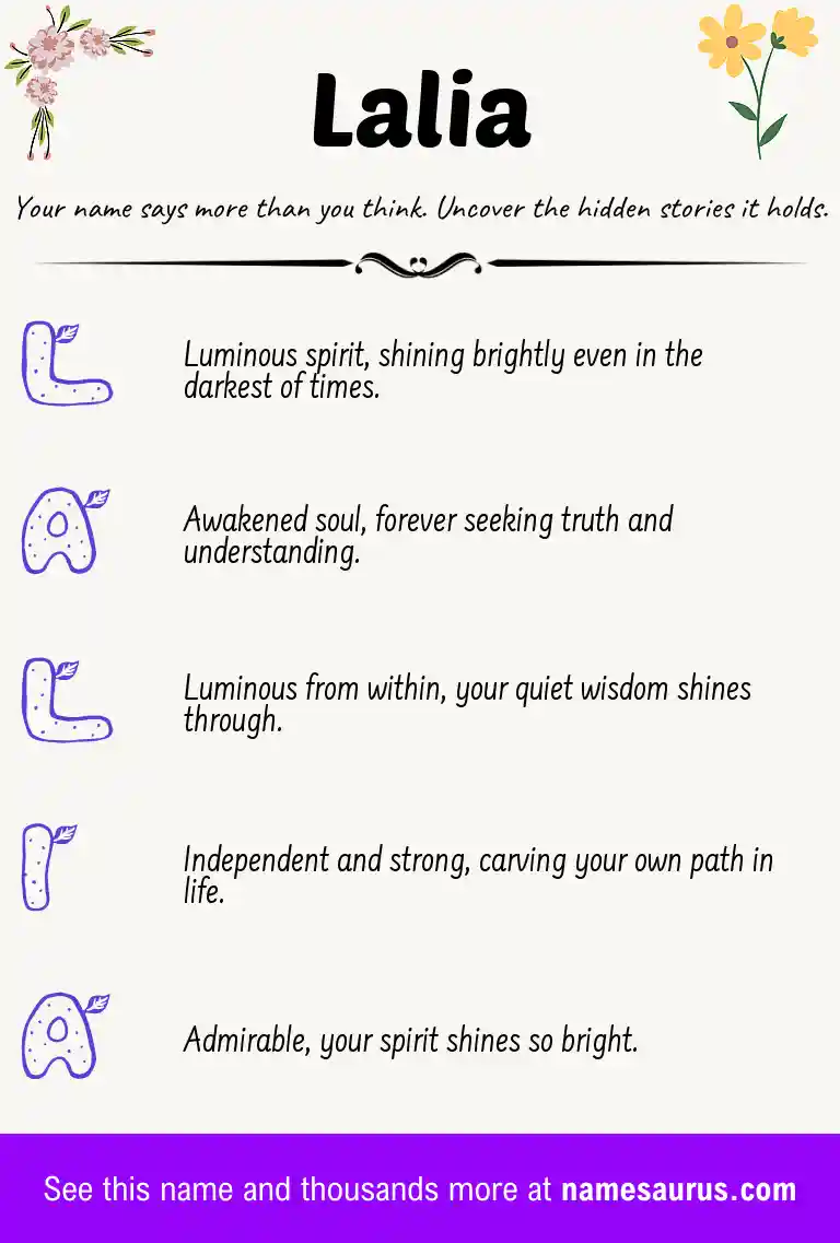 Acrostic poem about Lalia.