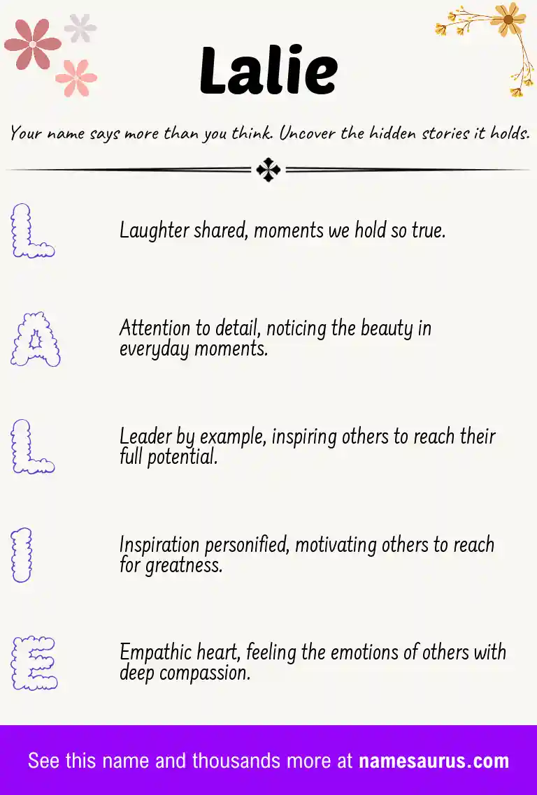 Acrostic poem about Lalie.