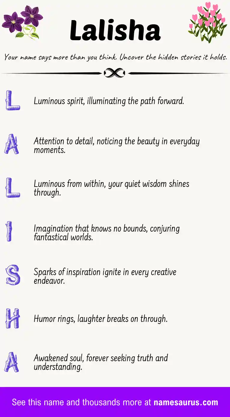Acrostic poem about Lalisha.