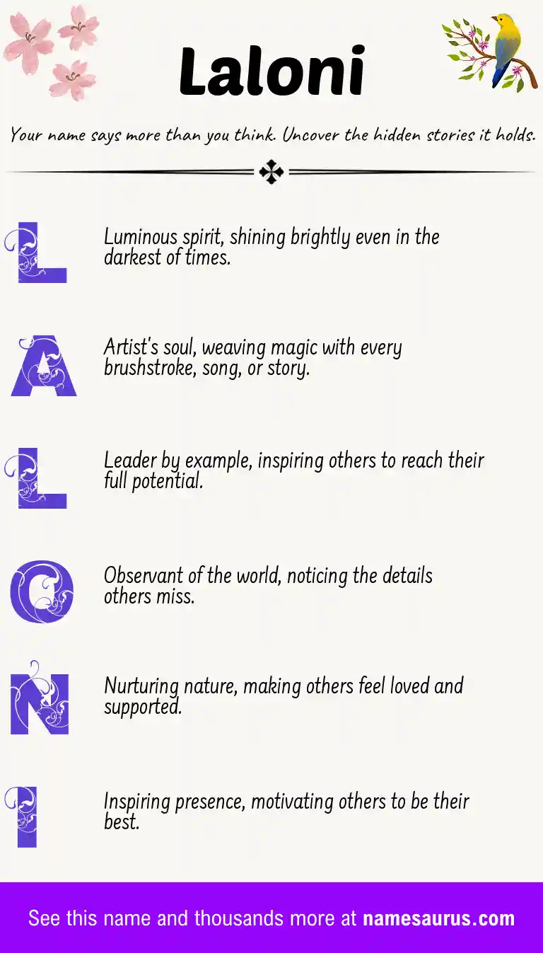 Acrostic poem about Laloni.