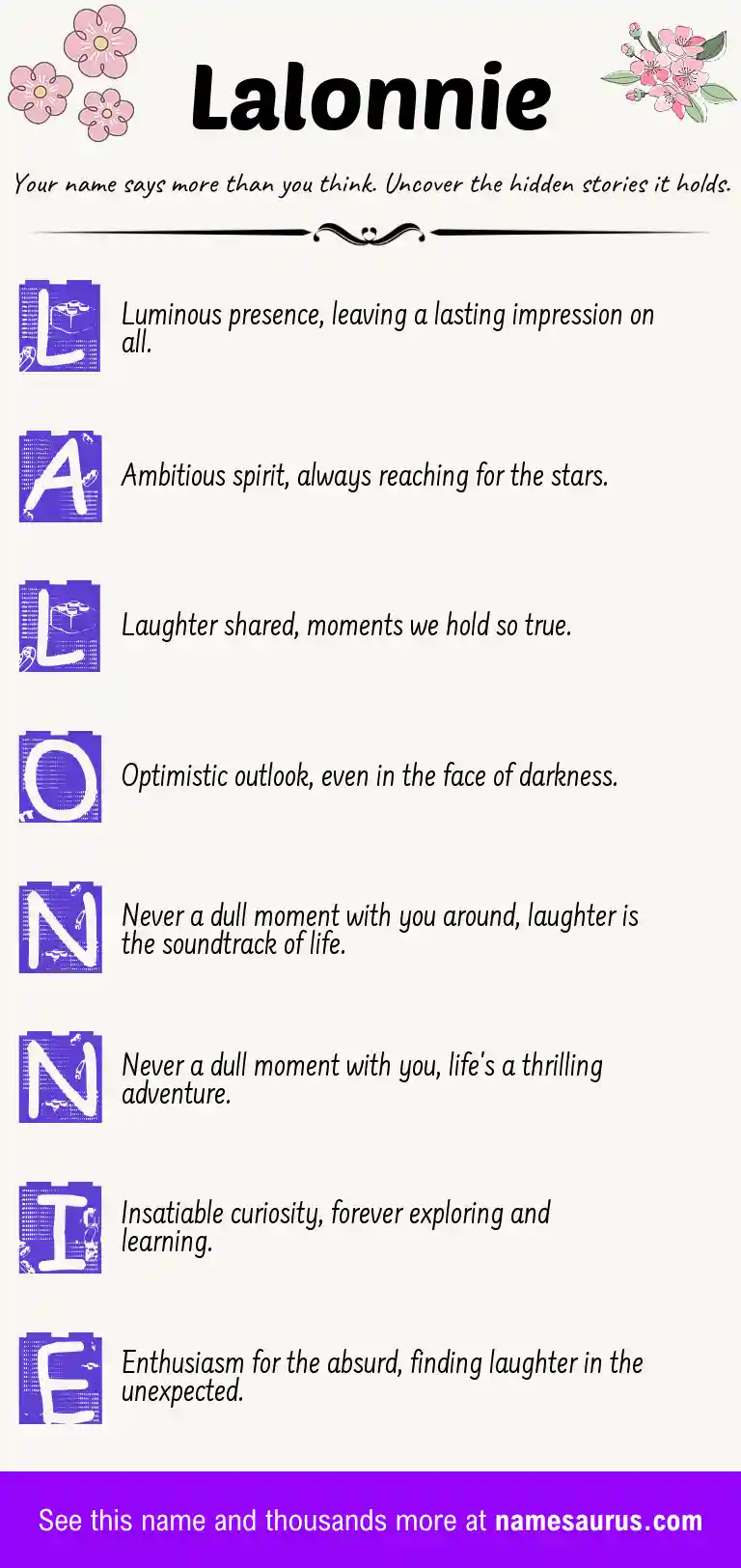 Acrostic poem about Lalonnie.